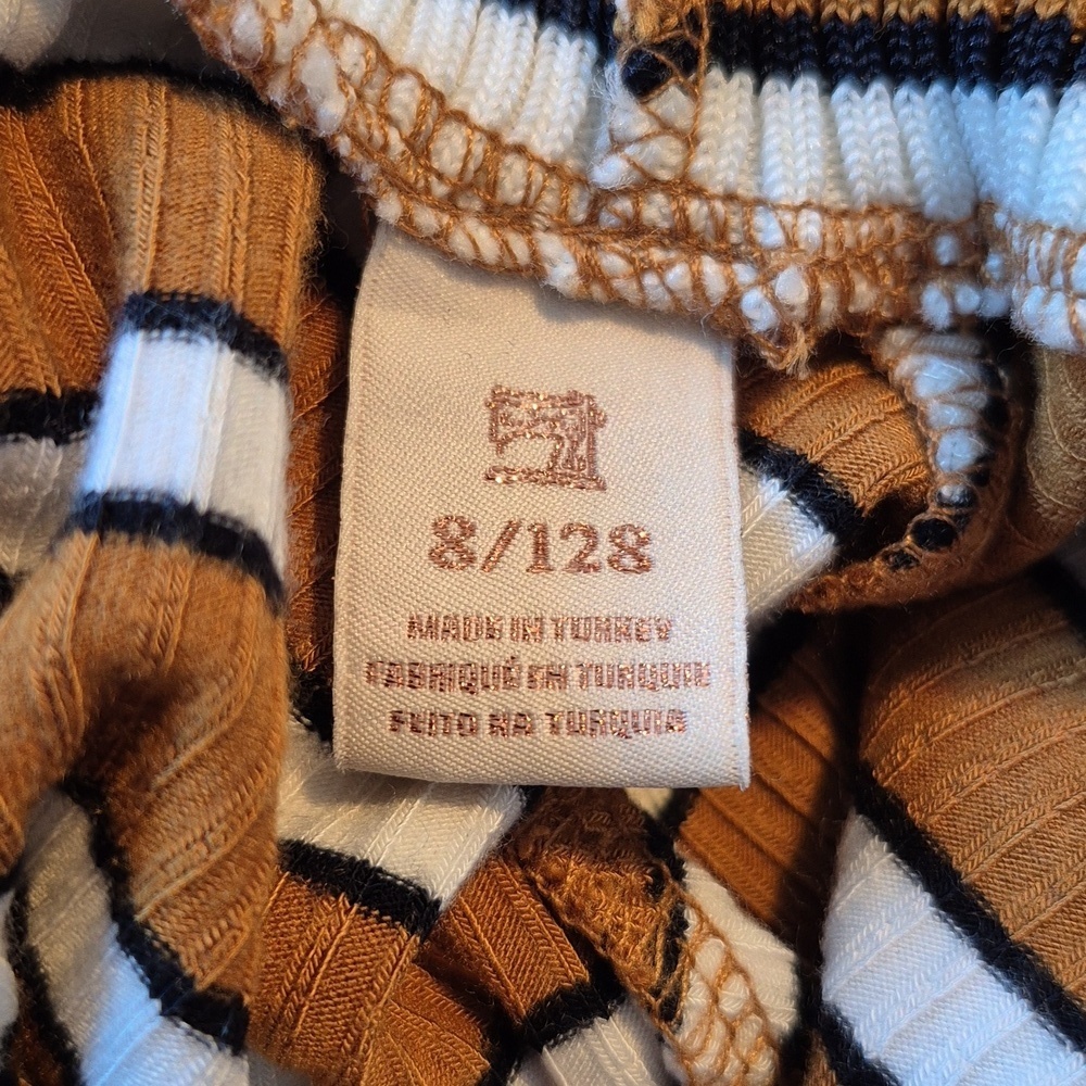 Scotch & Soda girls 8 brown black white ribbed long sleeve mock neck shirt EUC - Picture 6 of 6